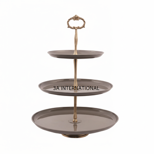 Soporte de Pastel de Metal Gris de 3 Niveles, Decoración de Mesa para Fiestas de Cumpleaños, Soporte para Servir Frutas, Soporte de Pastel de Alta Calidad - Product Image 1