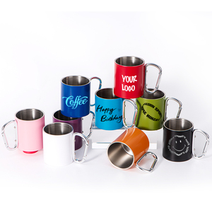Custom Color Lightweight <b>Double</b> <b>Wall</b> Stainless Steel 304/201 14OZ Coffee <b>Mug</b> Carabiner Handle 6-Hour Thermal Insulation Boiling - Product Image 3