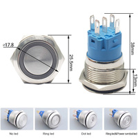 22mm 25mm 4PIN Haute Courant 5A Bouton Métal Interrupteur 220v Max Tension Circulaire En Acier Inoxydable Bouton Poussoir Momentané Interrupteur