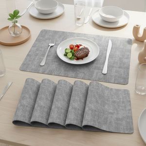 Linen Finish PU Leather Rectangle <b>Placemats</b> Waterproof Dinning Table Mat Oil-Proof <b>Wipeable</b> Place Mats Non-Slip Washable - Product Image 1