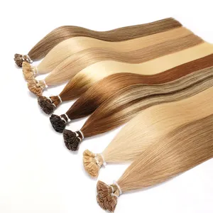 Wholesale Double Drawn Human hair extensions Pre-bonded Keratin hair Extensions Flat Tip Hair