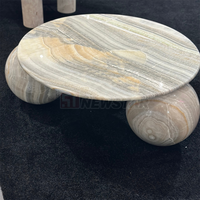 Table basse ronde moderne en marbre nordique Calacatta Viola avec 3 pieds sphériques, tables basses en marbre pour chambre à coucher