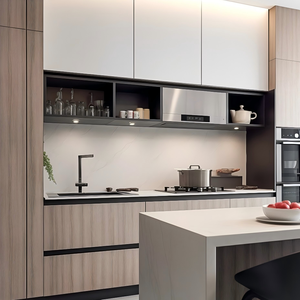 Juego de Muebles de Cocina de Melamina Multifuncional, Moderno, Ecológico e Impermeable de Primera Calidad, con Encimera de Cuarzo - Product Image 1