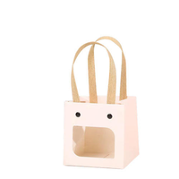 Sac cadeau miniature en papier kraft personnalisé de luxe avec logo imprimé à la machine, blanc, brun, rose, sac de shopping en papier artisanal avec accessoires en ruban