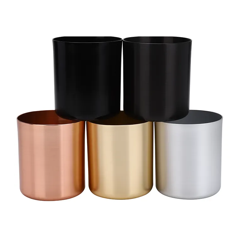 Metal Tin Black Wax Soy Jar Cylinder Aluminum Home Decorative Container Candle Cup multi-colored Candle Vessels Candle Holder