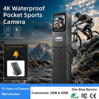 Cámara de Bolsillo 4K de 64MP, Resistente al Agua hasta 8 Metros + EIS, Estuche de Carga Incluido, Pantalla Táctil HD de 1.3, WiFi, APP, 14 Filtros