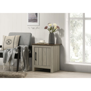 Nilda 16W Gray Oak End Table Side Table Nightstand With Cabinet <b>Door</b> - Product Image 1