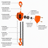 Palans à chaîne manuels TOYO robustes de 1, 2, 3 et 5 tonnes avec chaîne de charge G80 pour levage et amarrage