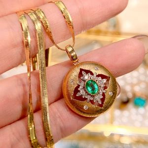 Collier unisexe Xinfly en or pur 18 carats avec pendentif émeraude et diamant naturel, chaîne serpent, idéal pour les fêtes ou comme cadeau de fiançailles - Product Image 5