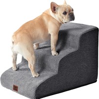 Miorun Langlebige Hundetreppe 4-Stufen Schaumstoff-Füllung für Mittelgroße/Kleine Hunde Waschbarer Bezug für Hohe Betten & Hohe Sofas