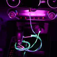 Kabel USB Grosir Pabrik Warna Hijau 1M 2M Pengisian Cepat Ponsel 3 in 1 Kabel Data LED untuk Mobil Rumah