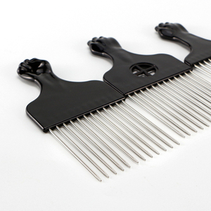 <span class=keywords><strong>Brosse</strong></span> à cheveux démêlante personnalisée style <span class=keywords><strong>Afro</strong></span> peigne métallique à dents larges <span class=keywords><strong>brosse</strong></span> à cheveux antistatique - Product Image 3