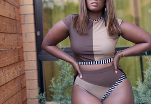 Maillots de bain <span class=keywords><strong>deux</strong></span> <span class=keywords><strong>pièces</strong></span> à manches courtes pour femmes en gros, <span class=keywords><strong>taille</strong></span> plus, couleur contrastée, <span class=keywords><strong>grande</strong></span> <span class=keywords><strong>taille</strong></span>, <span class=keywords><strong>taille</strong></span> haute - Product Image 6