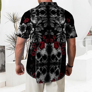 Camisa de Hombre con Botones, Manga Corta, Cuello Mao, Estampado Abstracto en Serigrafía, Logotipo Personalizado, Transpirable, ODM, Informal, para Vacaciones de Verano, Tejida - Product Image 5