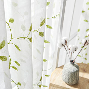 <span class=keywords><strong>Tende</strong></span> in Chiffon semitrasparente ricamate con foglie <span class=keywords><strong>verdi</strong></span> in Tulle bianco <span class=keywords><strong>tende</strong></span> per finestre in Voile pannelli per camera da letto soggiorno a casa - Product Image 5