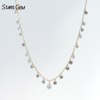 Collier unisexe Starsgem de luxe en diamant blanc D, taille poire, taille brillant, cultivé en laboratoire, percé au laser, plaqué rhodium, 75 % or flottant