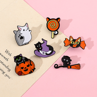 Broche d'Halloween mignonne, motif fantôme et citrouille de dessin animé, badge amusant, cadeau commémoratif de fête, en métal personnalisable, épingle de revers
