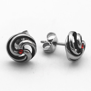 Pendientes yunnique de acero de titanio con circonita roja, diseño geométrico, joyería de moda unisex - Product Image 2
