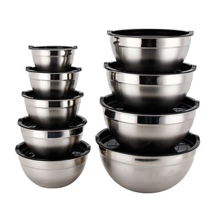 Mặt Hàng Nhà Bếp Kim Loại Đầy Màu Sắc Bát Salad Trộn Bát Có Nắp Đậy Đặt Thép Không Gỉ Trộn Bát Đặt Có Nắp Đậy - Product Image 2