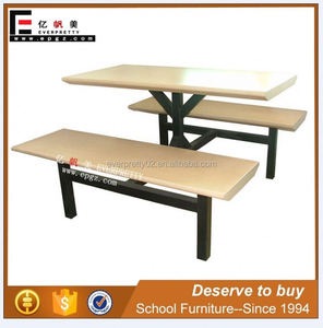 Plateau en bois <span class=keywords><strong>pour</strong></span> 4 personnes et Table à <span class=keywords><strong>manger</strong></span> et <span class=keywords><strong>banc</strong></span> en métal <span class=keywords><strong>pour</strong></span> cantine scolaire - Product Image 2