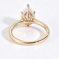 Bague de fiançailles en argent sterling S925 plaqué or 18 carats avec moissanite VVS1 taille poire 1, 2 ou 3 carats pour femme