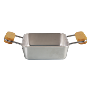 Factory Wholesale Custom Cookware Baking Pan <strong>With</strong> Double Wooden <strong>Handles</strong> Stainless Steel 304 Non-stick Square <strong>Deep</strong> <strong>Tray</strong> <strong>With</strong> Rack - Product Image 4