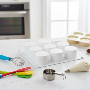 AFINSEA Moules de cuisson cylindriques 3D en silicone, 8 cavités, compatibles four, pour <span class=keywords><strong>mousse</strong></span>, gâteau, <span class=keywords><strong>brownie</strong></span>, dessert français, crème glacée - Product Image 3