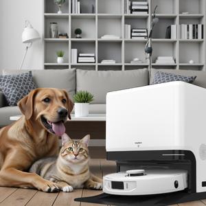 Robot aspirador y fregasuelos apto para mascotas con navegación láser LDS y función de comunicación por voz para familias con un solo gato - Product Image 1