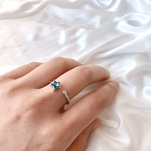 Anello regolabile con stella in cristallo arcobaleno - Product Image 1