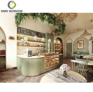 ออกแบบร้านเบเกอรี่หรูหรา ตู้โชว์ขนมปังแบบกำหนดเอง ตู้โชว์ขนมคุกกี้ ช็อกโกแลต เค้ก หลายชั้น ทำจากกระจก เฟอร์นิเจอร์ร้านเบเกอรี่ - Product Image 4