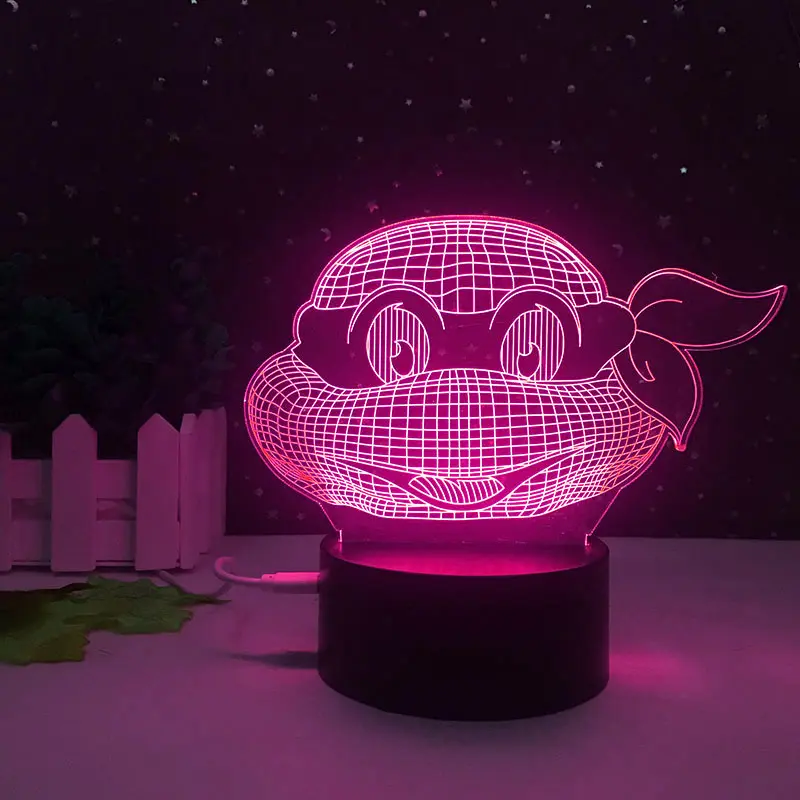 Светодиодный Ночной светильник на заказ, миниатюрные переносные лампы в виде животных, черепашек-ниндзя, креативный 3d светильник для детей
