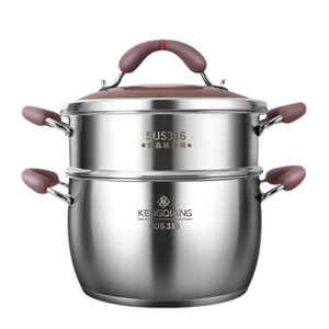 Kengqiang 316L Stainless Steel <b>Steamer</b> Pot 14.8Cm Deep For Whole Chicken Soup Porridge Cooking With Double Handles - Product Image 2