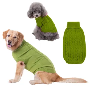 Wholesale Pet Knitwear For Dogs High Collar Pet Clothes Luxury Apparel Sleeveless Puppy Dog Knit Sweaters Solid Color Warm