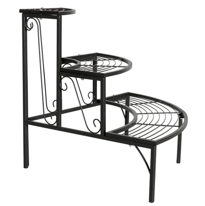 Yeshine Supporto Per Piante A 3 Ripiani Alto 170 Cm – Struttura In Metallo Con Griglie, Per Interni Ed Esterni, Nero