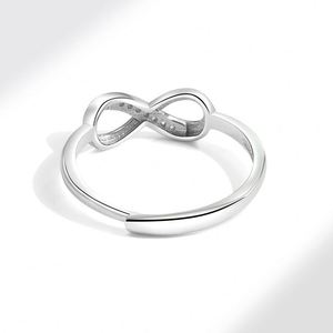 Anillo De Ansiedad Platinum Plated Women <b>Adjustable</b> Intertwined 8 Shape <b>Ring</b> Figure Infinity Sign <b>Ring</b> Cubic Zirconia <b>Ring</b> - Product Image 4