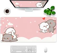 Tapis de souris gaming rose personnalisé grand format, tapis de bureau chat XXL, tapis de souris mignon, accessoires de bureau, tapis de clavier Kawaii