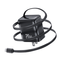 USAMS CC235 OEM Logo personnalisé Mini 20W Chargeur rapide Pd Gan avec câble rétractable Usb c Chargeur mural Usb c pour iPhone 15 Pro Max