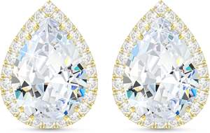 أقراط نسائية نحاسية على شكل دمعة مرصعة بالموسانيت والزركونيا المكعبة والراين، مجوهرات ذهبية/فضية/ذهبية وردية صينية الصنع - Product Image 2