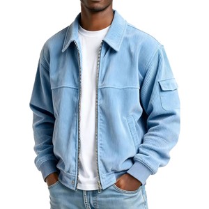 Chaqueta Bomber de Poliéster para Hombre, Estilo Casual Retro de Moda para Invierno |   Cierre de cremallera de color sólido y ajuste holgado |   Pantalones de pana <span class=keywords><strong>XS</strong></span> con calefacción - Product Image 5