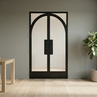 Puerta de Entrada de Vidrio Estilo Moderno para Villa Francesa con Marco de Acero y Hierro para Exteriores