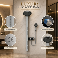 Mitigeur de douche de salle de bain étanche, panneau de douche mural, installation murale, ensemble de robinetterie de douche de luxe pour hôtel, finition brossée