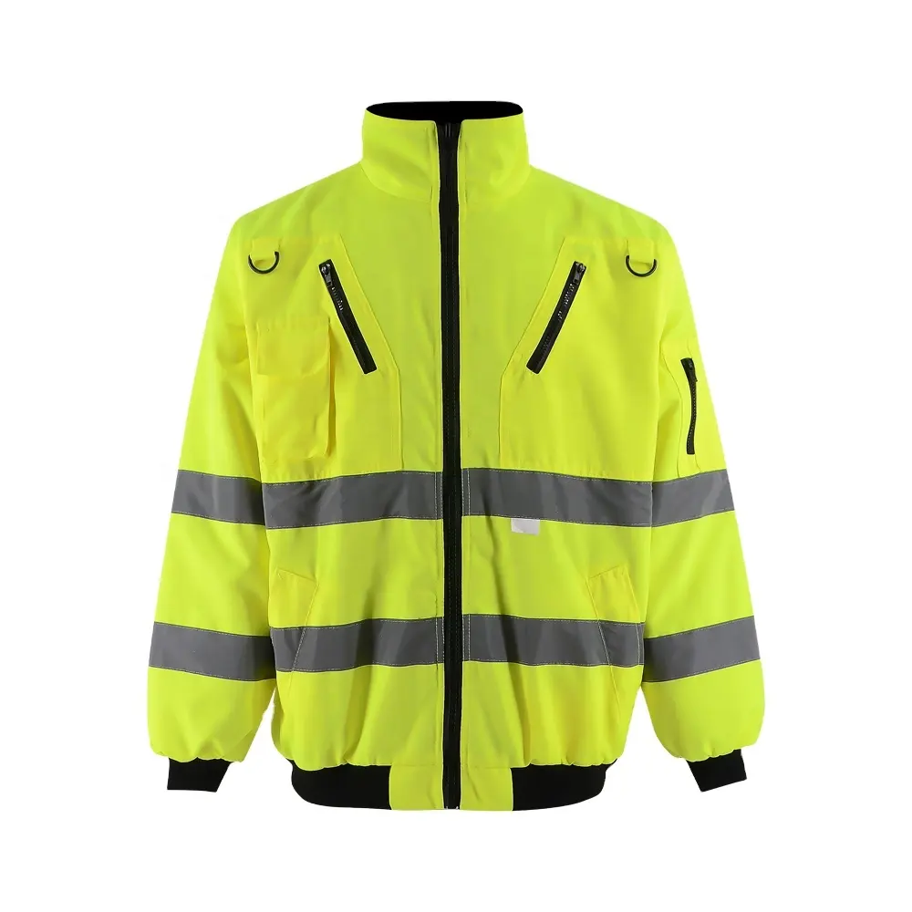 ZUJA-ropa de construcción de alta visibilidad para hombre, chaqueta de trabajo de construcción, Cazadora Bomber de seguridad