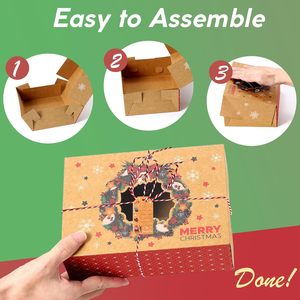 Christmas Cookie <strong>Boxes</strong> with Window for Gift Giving, Kraft Bakery Gift Wrapping <strong>Boxes</strong> with Cards and Jute Rope - Product Image 2