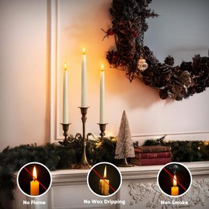 Bougies coniques sans flamme avec télécommande et minuterie, bougies de fenêtre en plastique à piles, 9,6 pouces, bougeoirs LED ivoire - Product Image 4