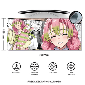Grand <span class=keywords><strong>tapis</strong></span> <span class=keywords><strong>de</strong></span> <span class=keywords><strong>souris</strong></span> pour ordinateur <span class=keywords><strong>de</strong></span> jeu <span class=keywords><strong>Demon</strong></span> <span class=keywords><strong>Slayer</strong></span> Anime 900*400, base en caoutchouc compatible Kimetsu No Yaiba, design sexy pour la maison et le bureau - Product Image 3
