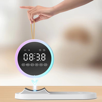 Op maat gemaakte 4-in-1 speaker zakelijke cadeaus 15W snelle draadloze oplader met nachtlampje en klok