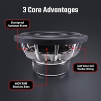 Hanson OP-F SW-1275 Caisson de basses audio pour voiture 10 pouces 2000W Puissance super forte Caisson de basses 12 pouces Bord en mousse Cadre en aluminium Bass Build 16 ans