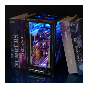 Cyberpunk Style Handmade Assembly Creative Three Dimensional Bookstand Model Ornaments Doll Houses Book Nook 3d Assembled