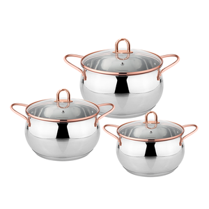 Thiết kế mới 6 cái thép không gỉ thịt hầm nấu ăn nồi <span class=keywords><strong>Cookware</strong></span> Set với Glass Nắp cảm ứng dưới cho Stovetop - Product Image 1