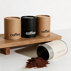 Tube en papier kraft personnalisé avec logo imprimé à chaud, écologique, <span class=keywords><strong>de</strong></span> qualité alimentaire, pour emballages <span class=keywords><strong>de</strong></span> café, thé, miel et épices - Product Image 1